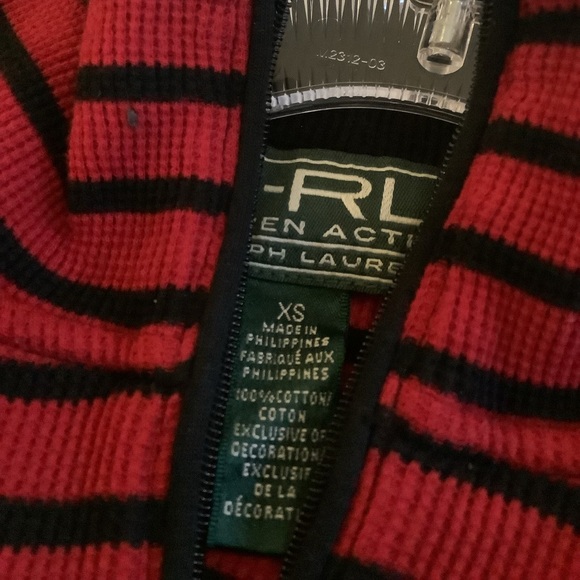 NWOT LRL Red And Black Waffle Knit Active 1/4 Zip Size XS - Picture 7 of 7